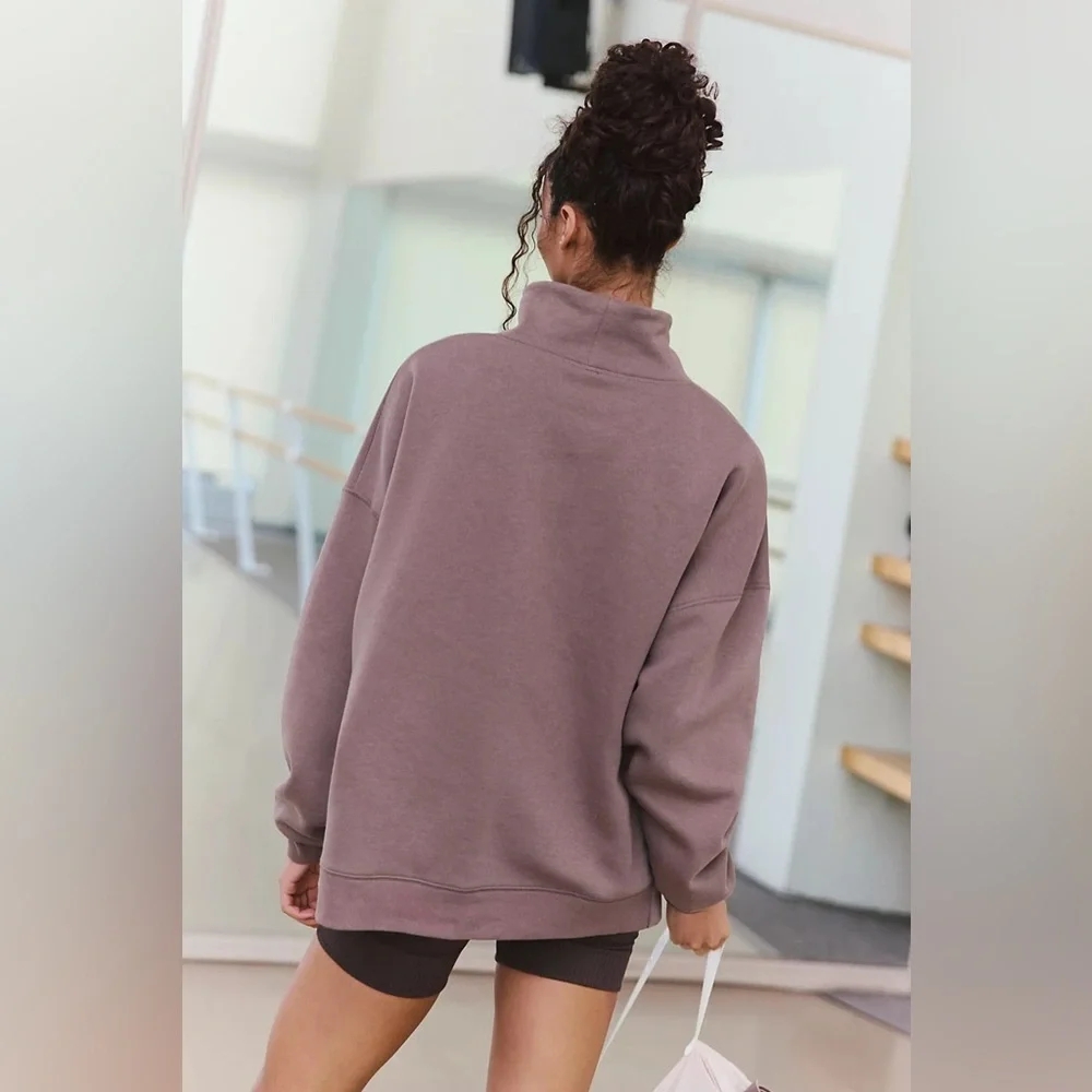 Free People Movement Slouchy Oversized Turtleneck Pullover Sweater Brown NEW